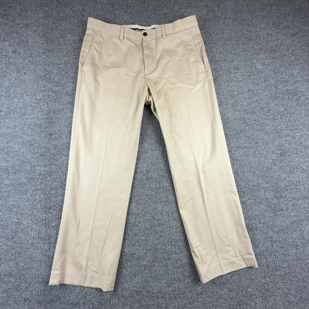 Eddie Bauer Pants Mens 35x29 Beige Chino 100% Cotton Flat Front Workwear Casual
